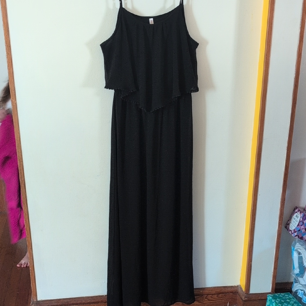 Xhilaration Black Layered Maxi Dress